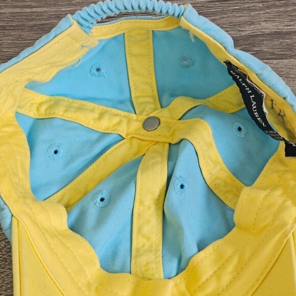 Ralph Lauren Hat Cap Infant Elastic Back Baseball Logo Kids Children Blue Yellow - Picture 8 of 12